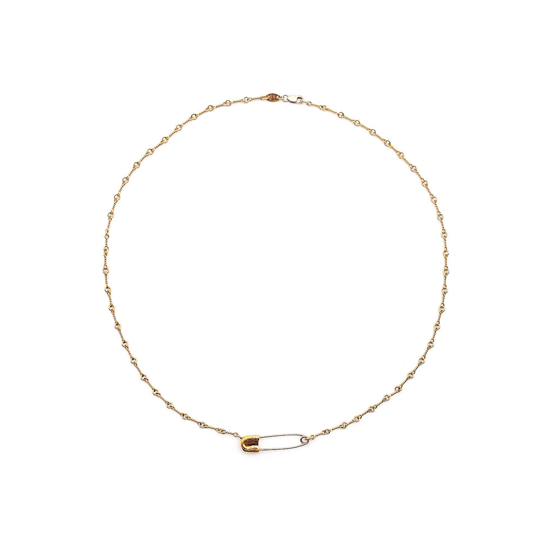 Chrome Hearts 22K Gold Emerald Pin Safety Necklace - SHENGLI ROAD MARKET