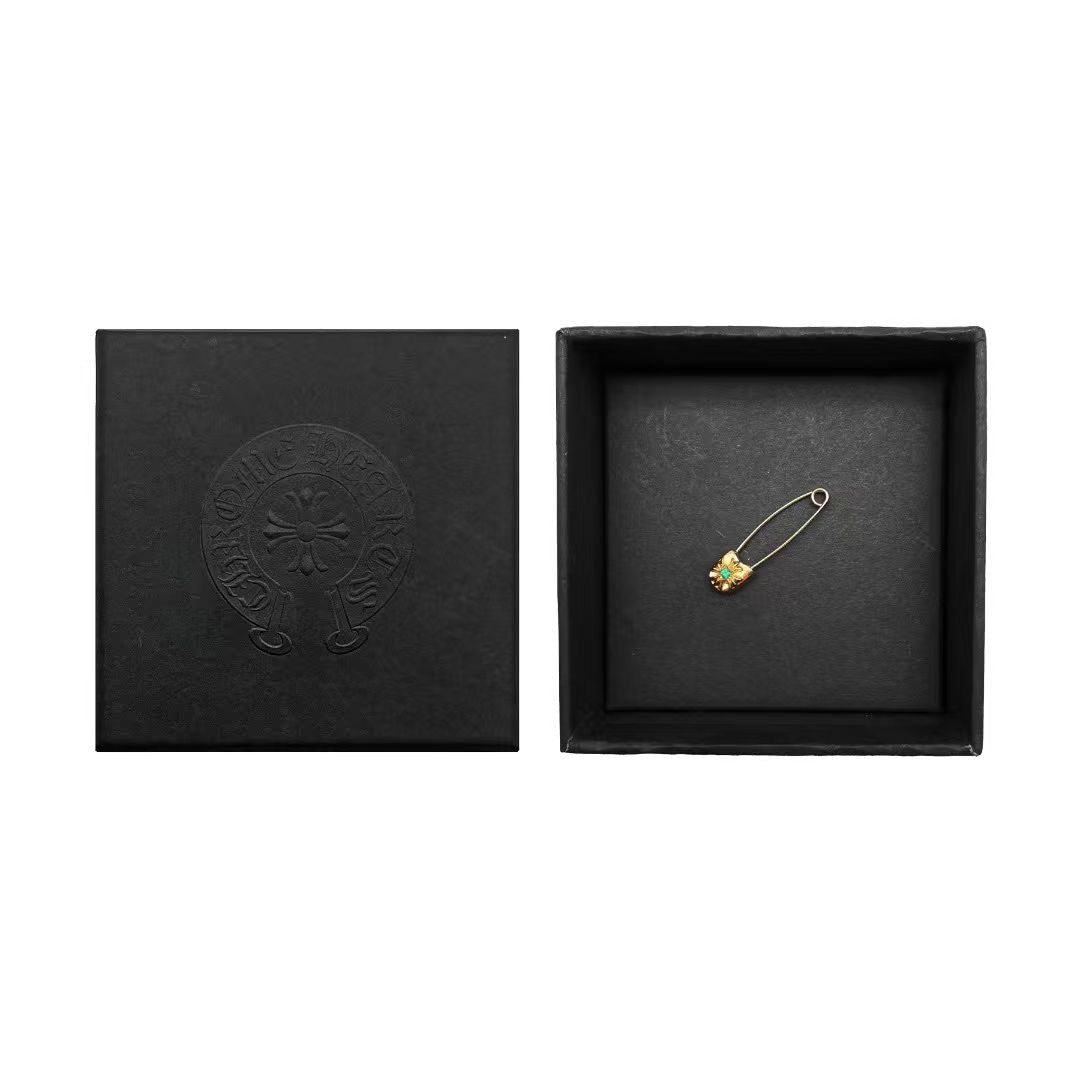 Chrome Hearts 22K Gold Emerald Safety Pin - SHENGLI ROAD MARKET