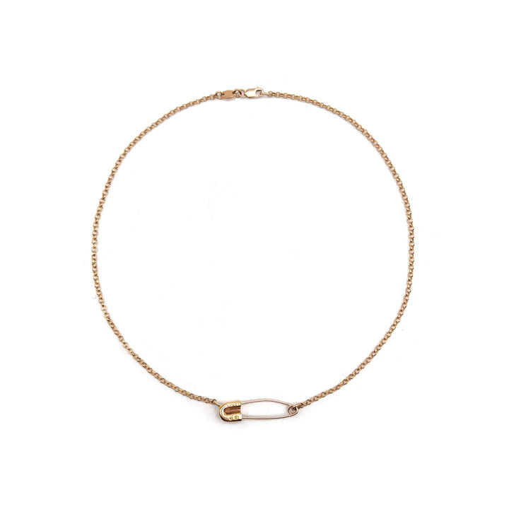 Chrome Hearts 22K Gold Emerald Safety Pin Roll Chain Necklace - SHENGLI ROAD MARKET