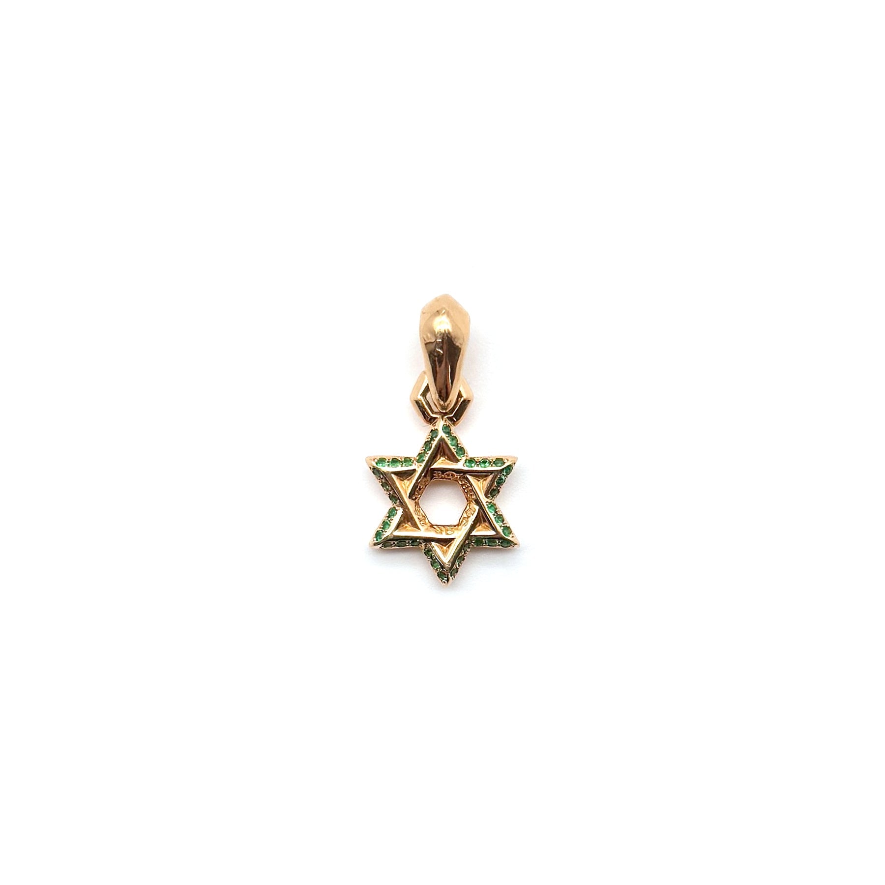 Chrome Hearts 22K Gold Emerald Star of David Pendant - SRM