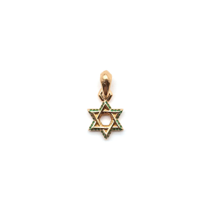 Chrome Hearts 22K Gold Emerald Star of David Pendant - SHENGLI ROAD MARKET