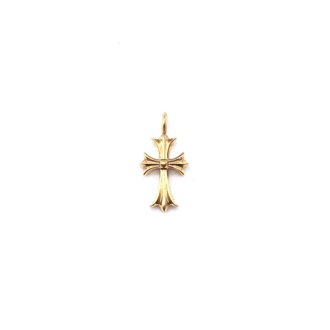 Chrome Hearts 22K Gold Emerald Tiny Cross Necklace Charm - SHENGLI ROAD MARKET