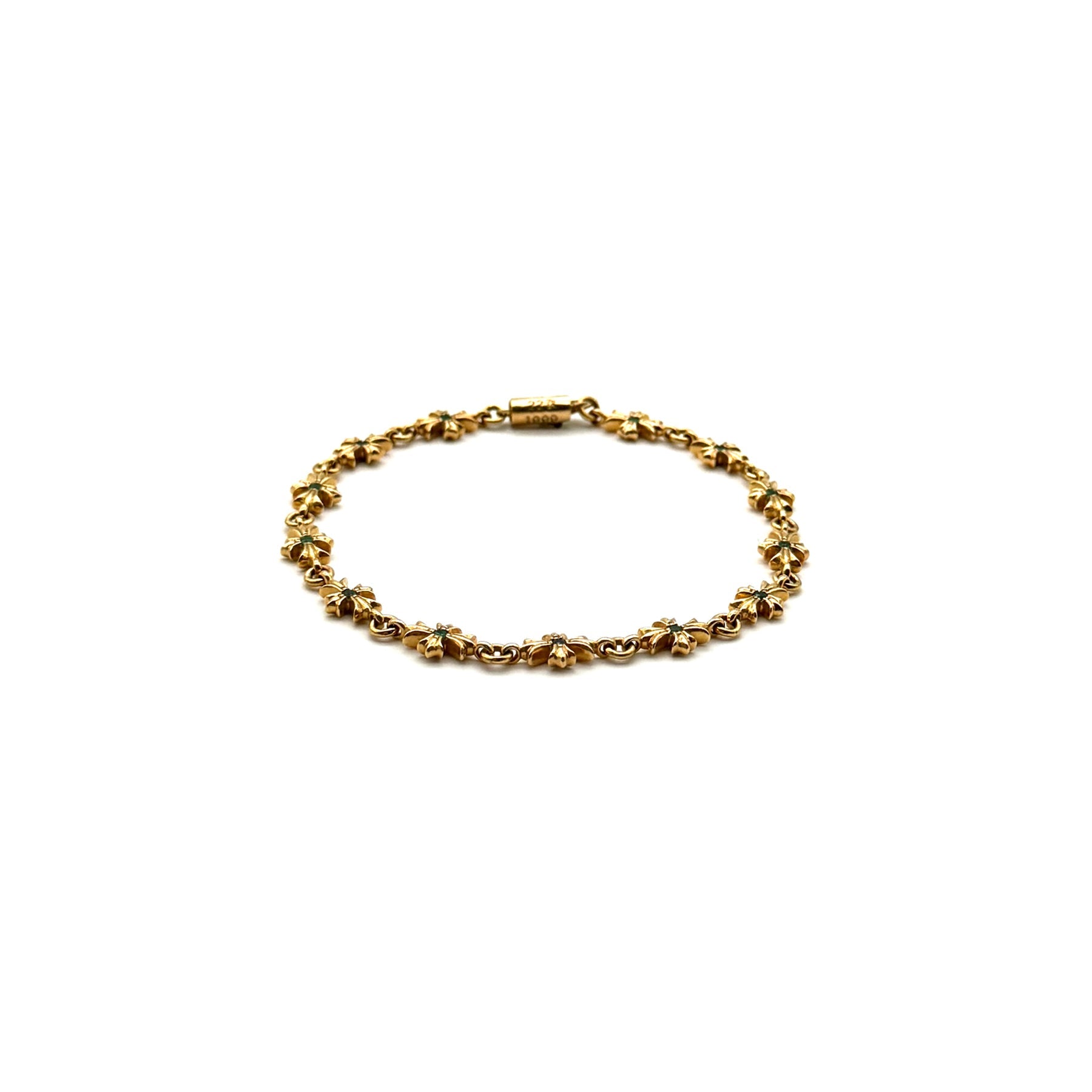Chrome Hearts 22K Gold Emerald Tiny E Bracelet - SRM – SHENGLI