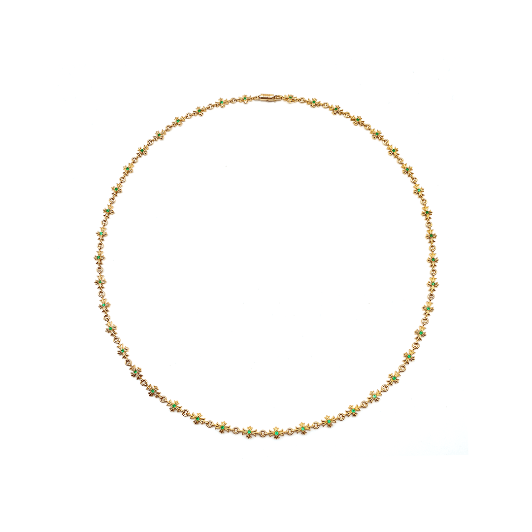 Chrome Hearts 22K Gold Emerald Tiny E Cross Necklace - SHENGLI ROAD MARKET