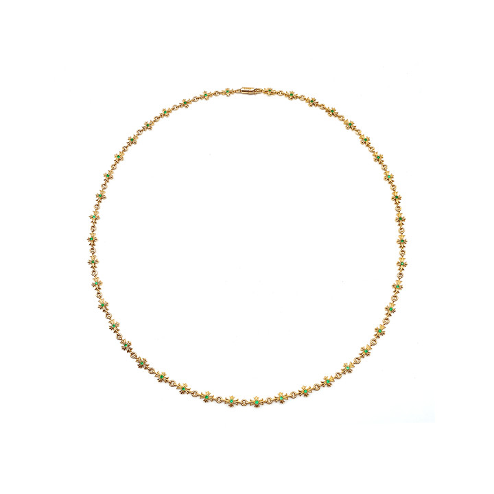 Chrome Hearts 22K Gold Emerald Tiny E Cross Necklace - SHENGLI ROAD MARKET