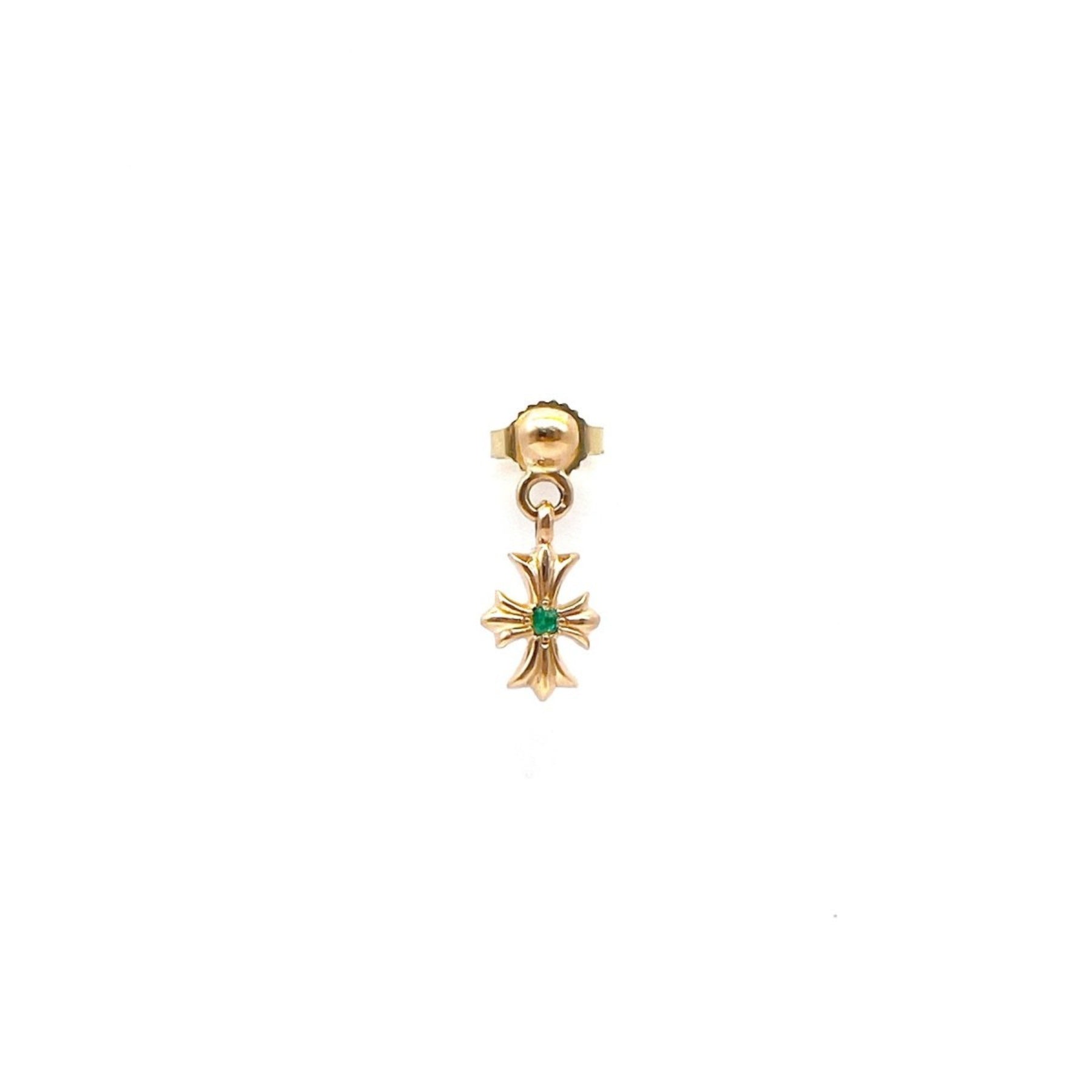 Chrome Hearts 22K Gold Emerald Tiny E Earring Drop - SRM – SHENGLI