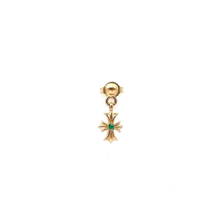 Chrome Hearts 22K Gold Emerald Tiny E Earring Drop - SHENGLI ROAD MARKET