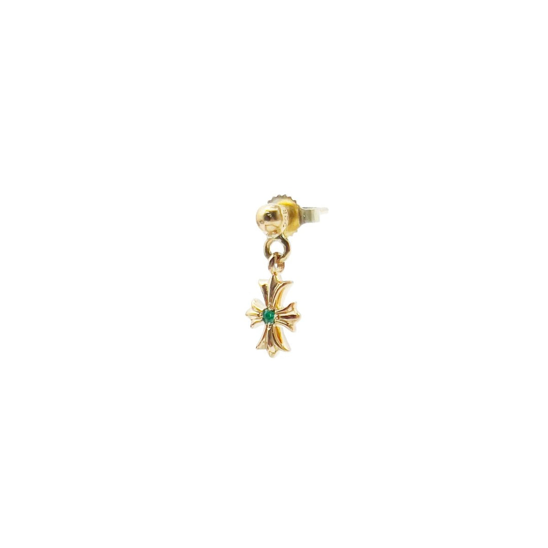 Chrome Hearts 22K Gold Emerald Tiny E Earring Drop - SHENGLI ROAD MARKET