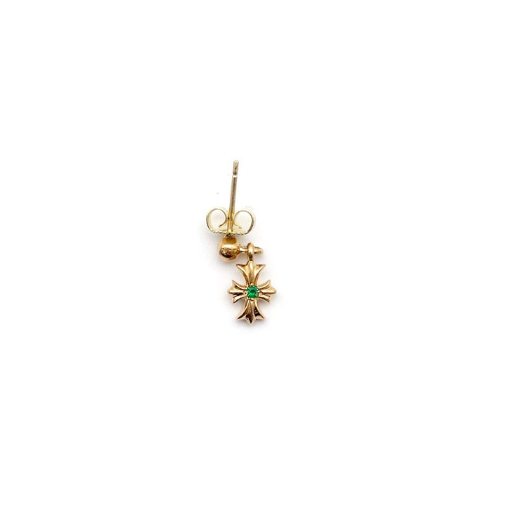 Chrome Hearts 22K Gold Emerald Tiny E Earring Drop - SHENGLI ROAD MARKET