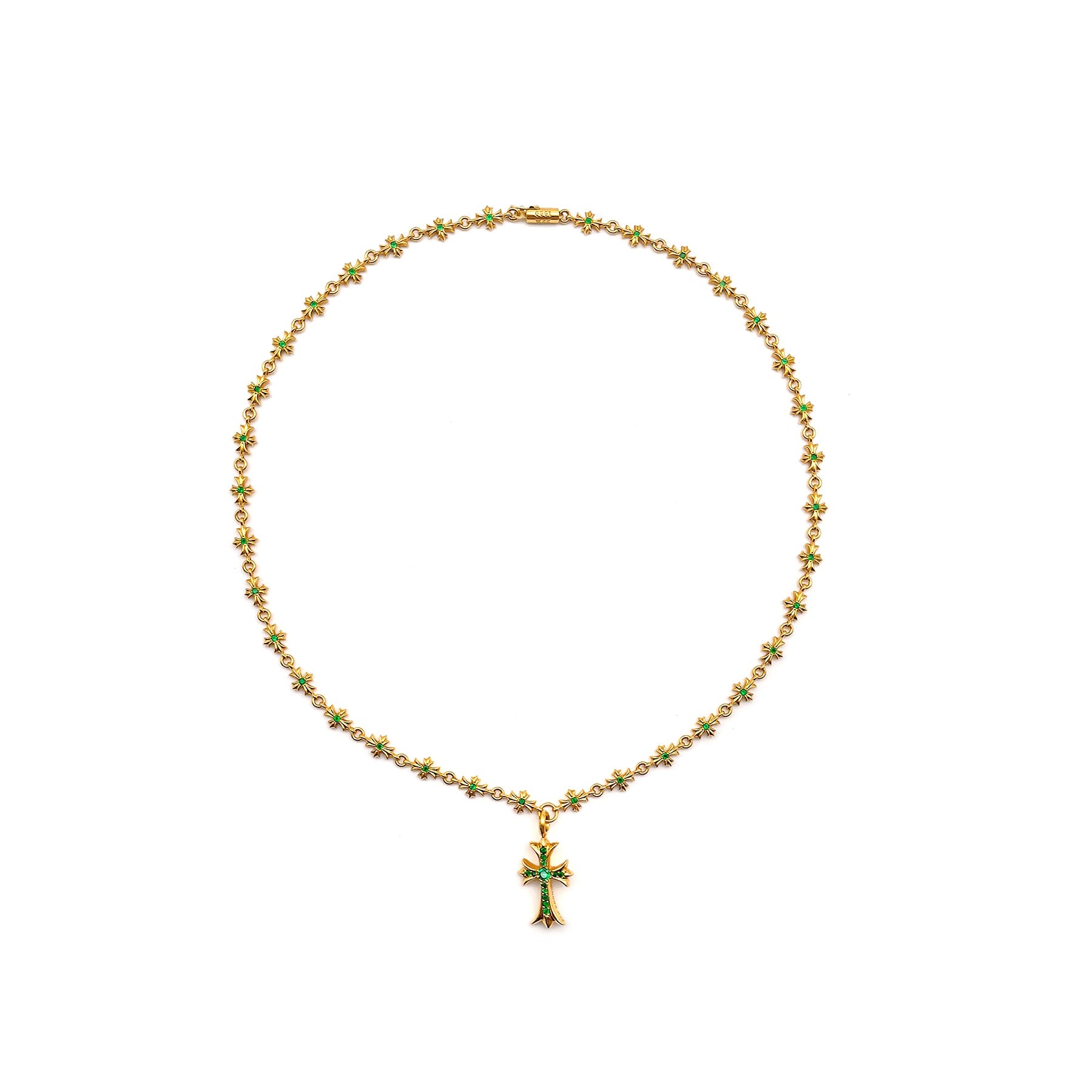 Chrome Hearts 22K Gold Emerald Tiny E Necklace - SRM – SHENGLI