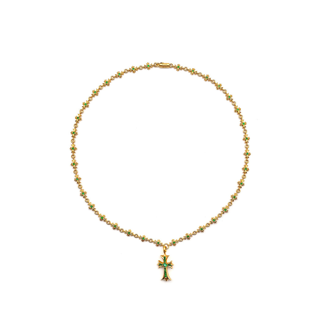 Chrome Hearts 22K Gold Emerald Tiny E Necklace - SHENGLI ROAD MARKET