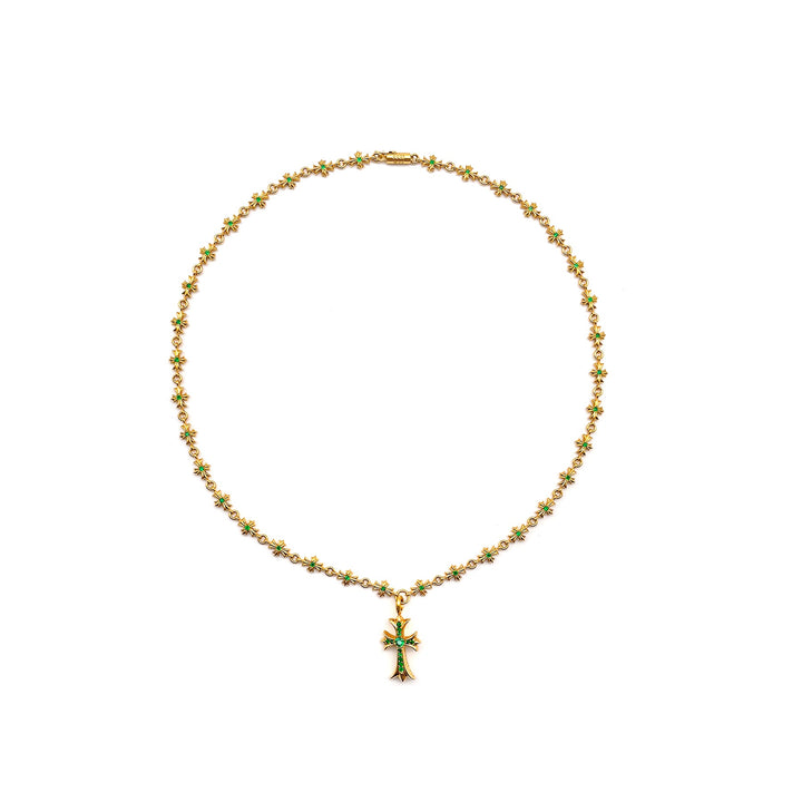 Chrome Hearts 22K Gold Emerald Tiny E Necklace - SHENGLI ROAD MARKET