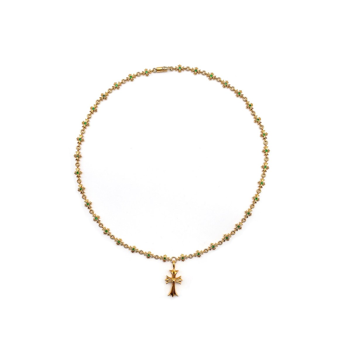 Chrome Hearts 22K Gold Emerald Tiny E Necklace - SRM