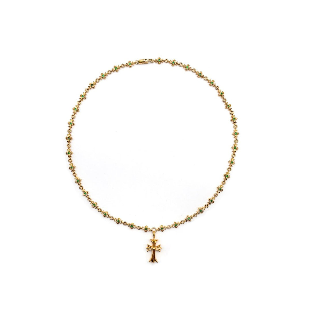 Chrome Hearts 22K Gold Emerald Tiny E Necklace - SHENGLI ROAD MARKET