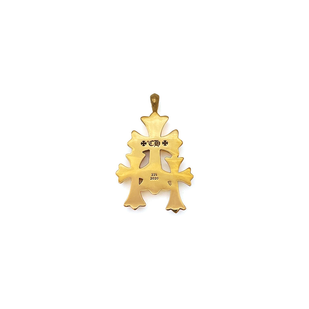 Chrome Hearts 22K Gold Emerald Triple Cross Charm Pendant - SHENGLI ROAD MARKET
