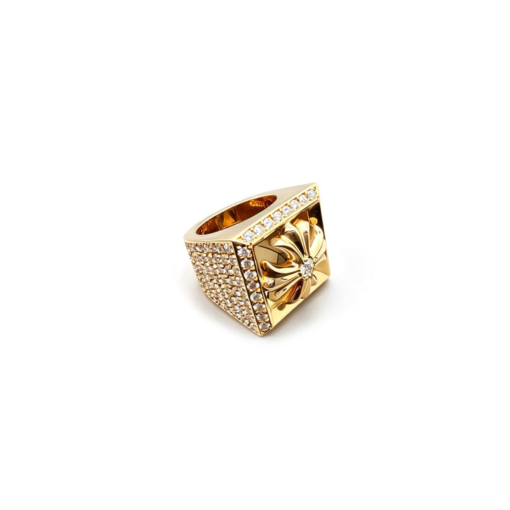 Chrome Hearts 22K Gold KH Diamonds Cross Ring - SHENGLI ROAD MARKET