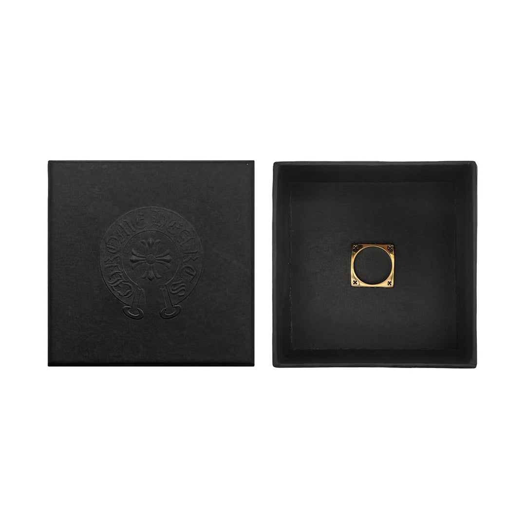 Chrome Hearts 22K Gold KH Plus Cross Black Diamond Ring - SHENGLI ROAD MARKET