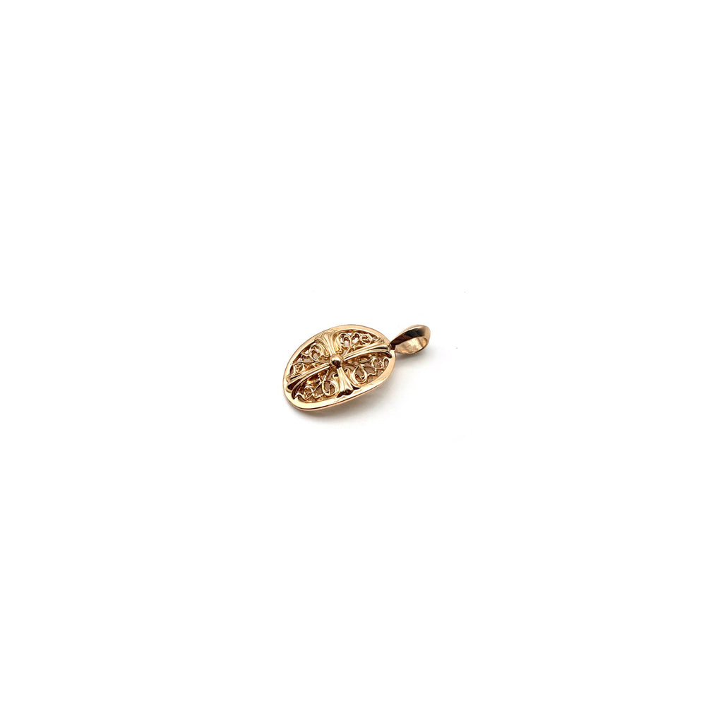 Chrome Hearts 22K Gold Oval Keeper Cross Pendant - SHENGLI ROAD MARKET