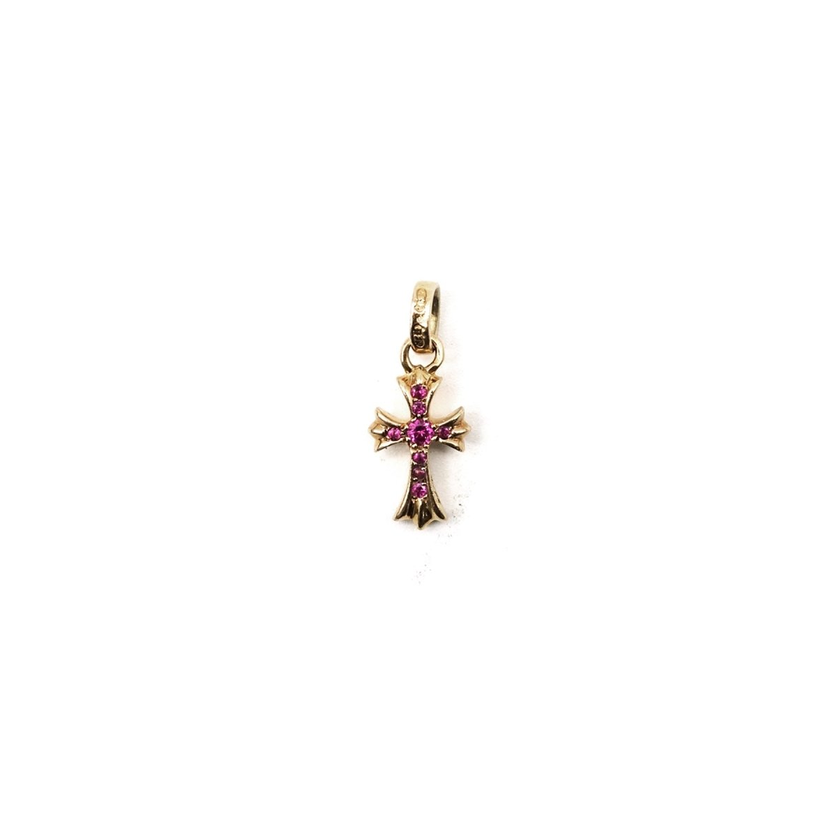 Chrome Hearts 22K Gold Pink Saph Babyfat Cross Pendant - SHENGLI ROAD MARKET