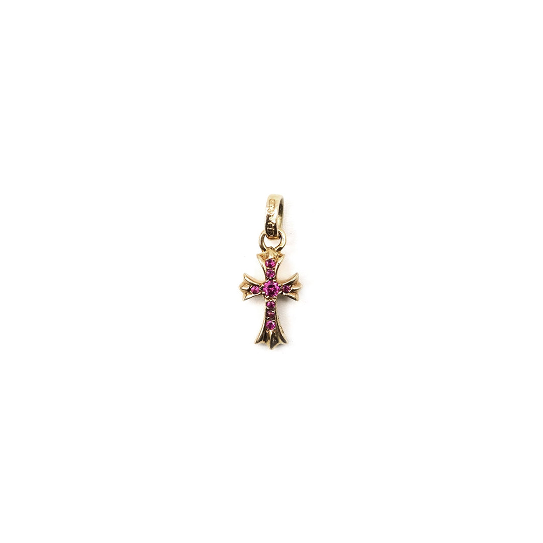 Chrome Hearts 22K Gold Pink Saph Babyfat Cross Pendant - SHENGLI ROAD MARKET