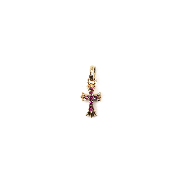 Chrome Hearts 22K Gold Pink Saph Babyfat Cross Pendant - SHENGLI ROAD MARKET