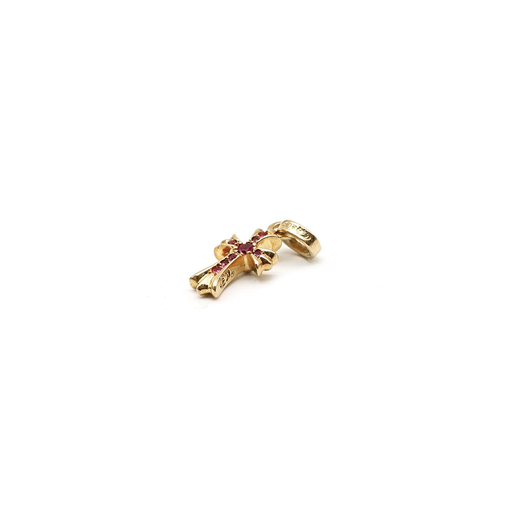 Chrome Hearts 22K Gold Pink Saph Babyfat Cross Pendant - SHENGLI ROAD MARKET