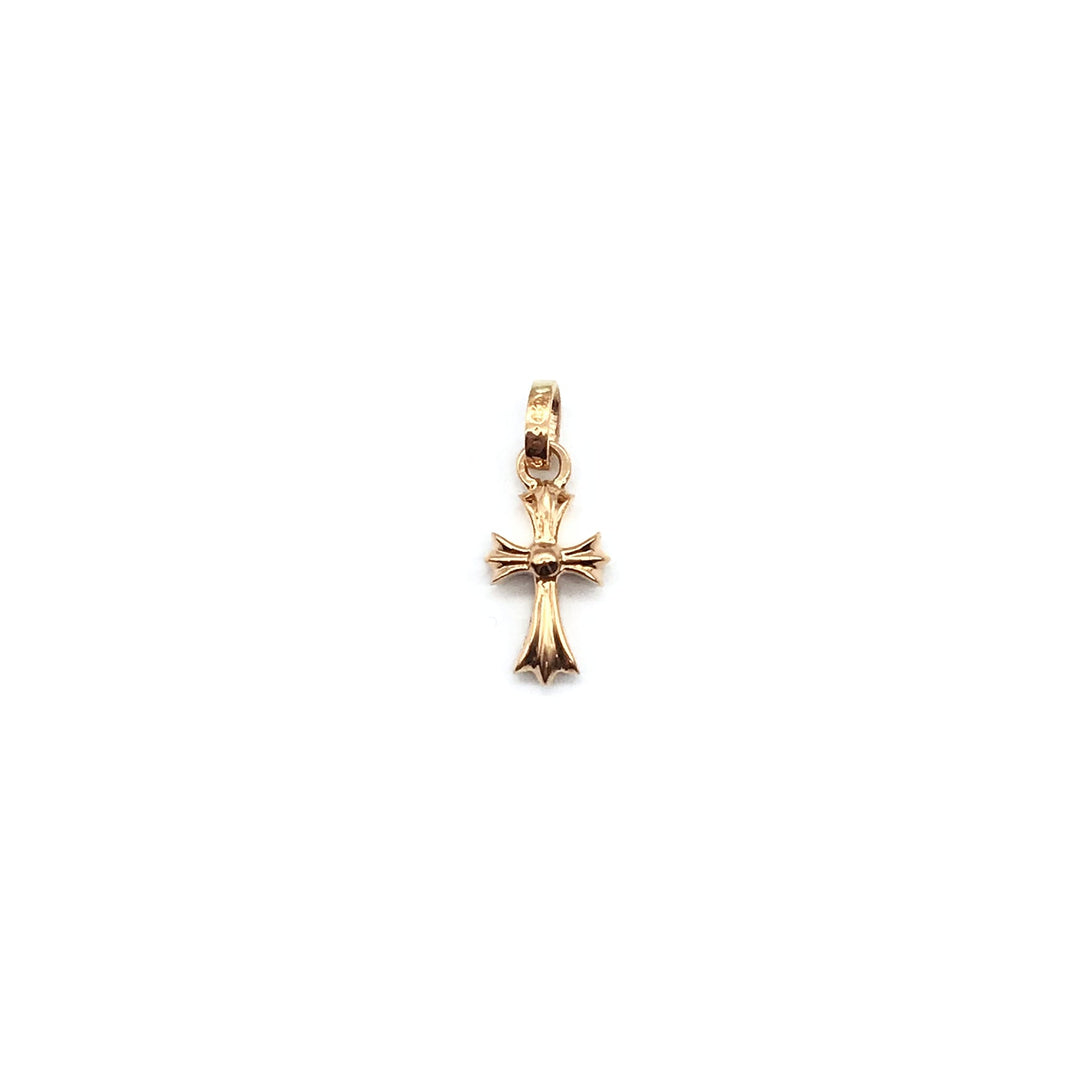 Chrome Hearts 22K Gold Pink Saph Babyfat Cross Pendant - SHENGLI ROAD MARKET