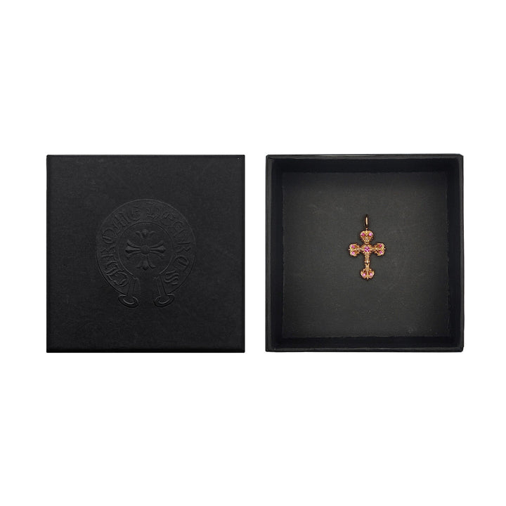 Chrome Hearts 22K Gold Pink Saph Filigree Cross Charm Pendant - SHENGLI ROAD MARKET