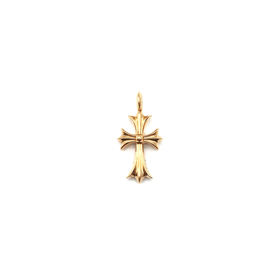 Chrome Hearts 22K Gold Pink Saph Tiny Cross Charm Pendant - SHENGLI ROAD MARKET