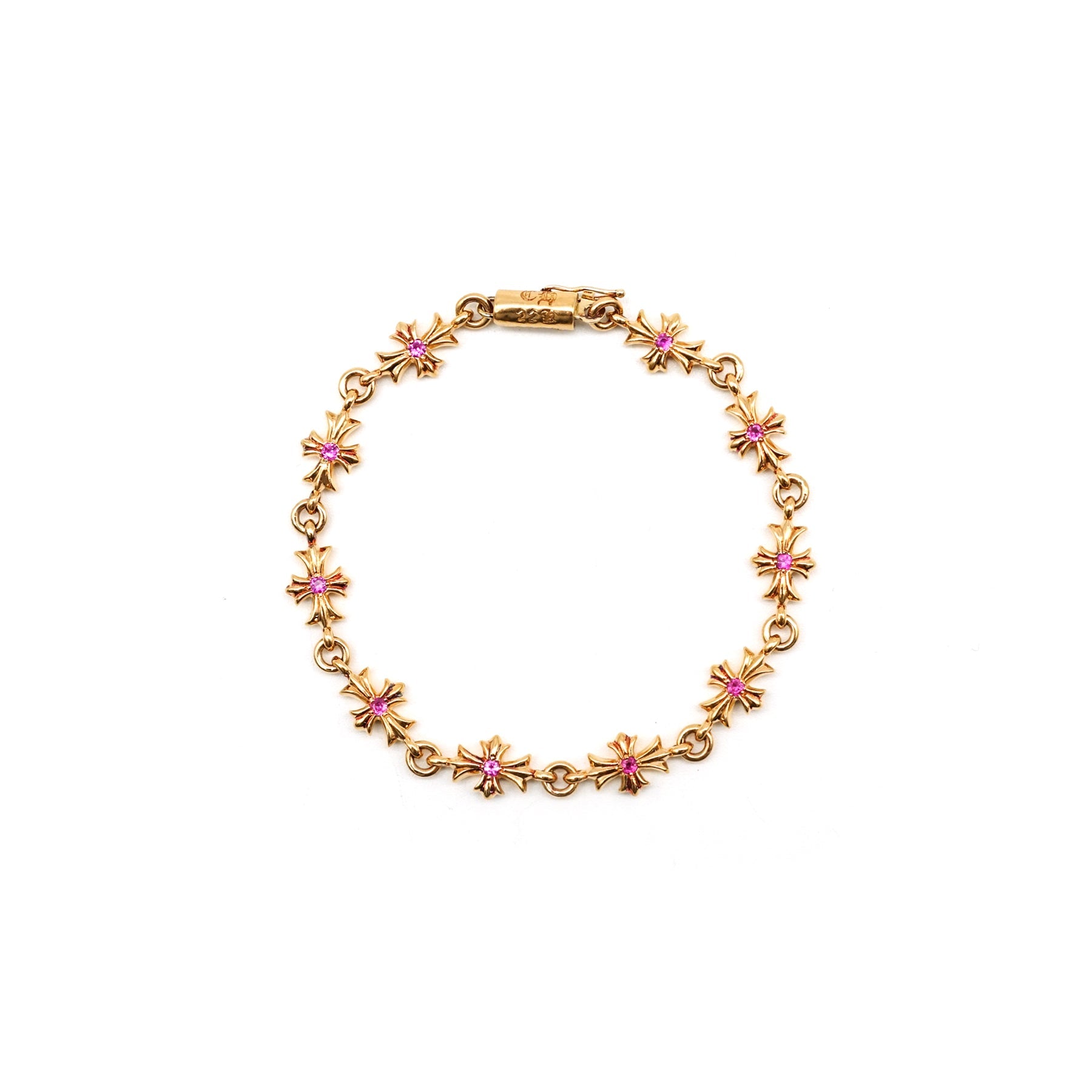 Chrome Hearts 22K Gold Pink Saph Tiny E Bracelet - SRM – SHENGLI