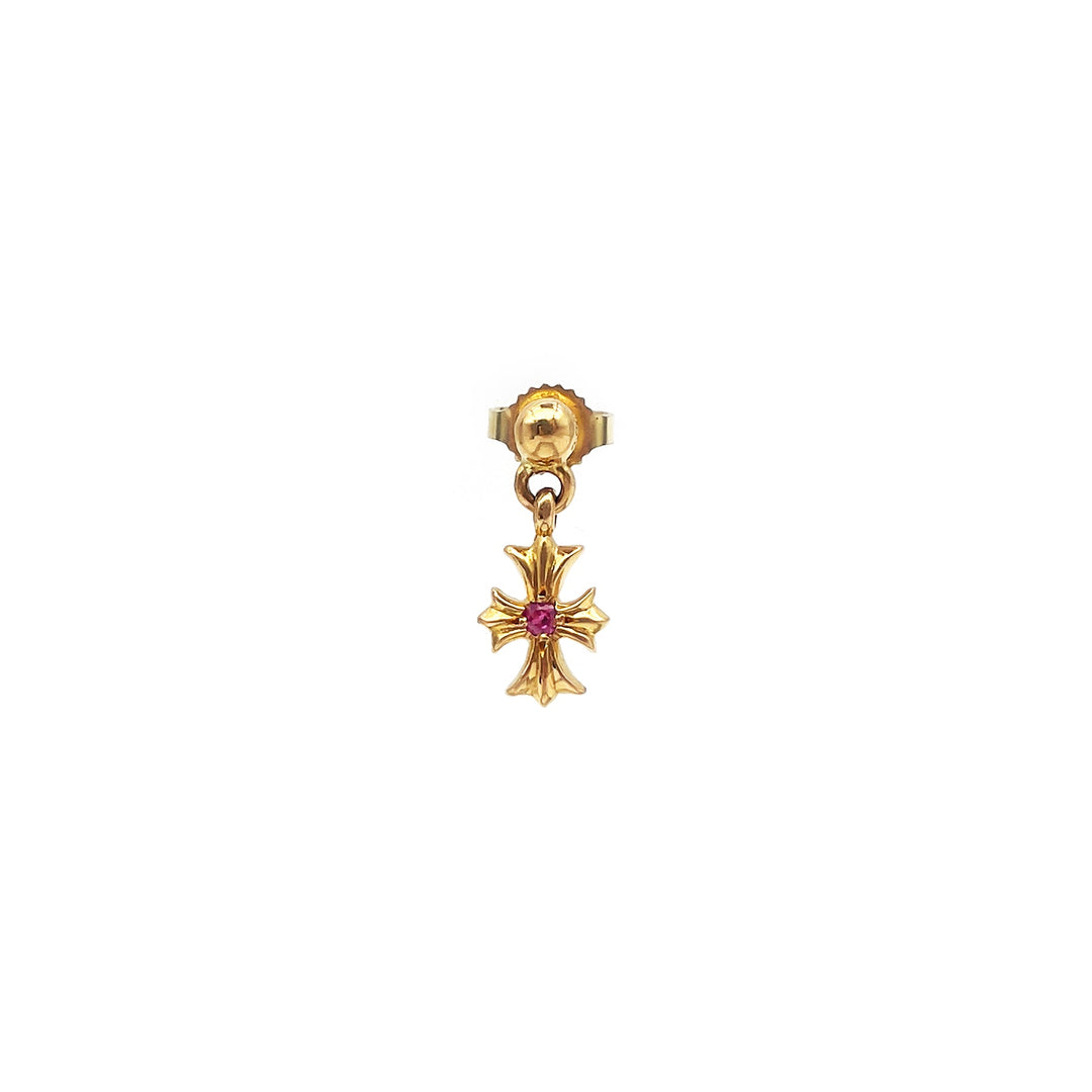 Chrome Hearts 22K Gold Pink Saph Tiny E Earring Drop - SHENGLI ROAD MARKET