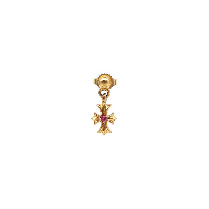 Chrome Hearts 22K Gold Pink Saph Tiny E Earring Drop - SHENGLI ROAD MARKET