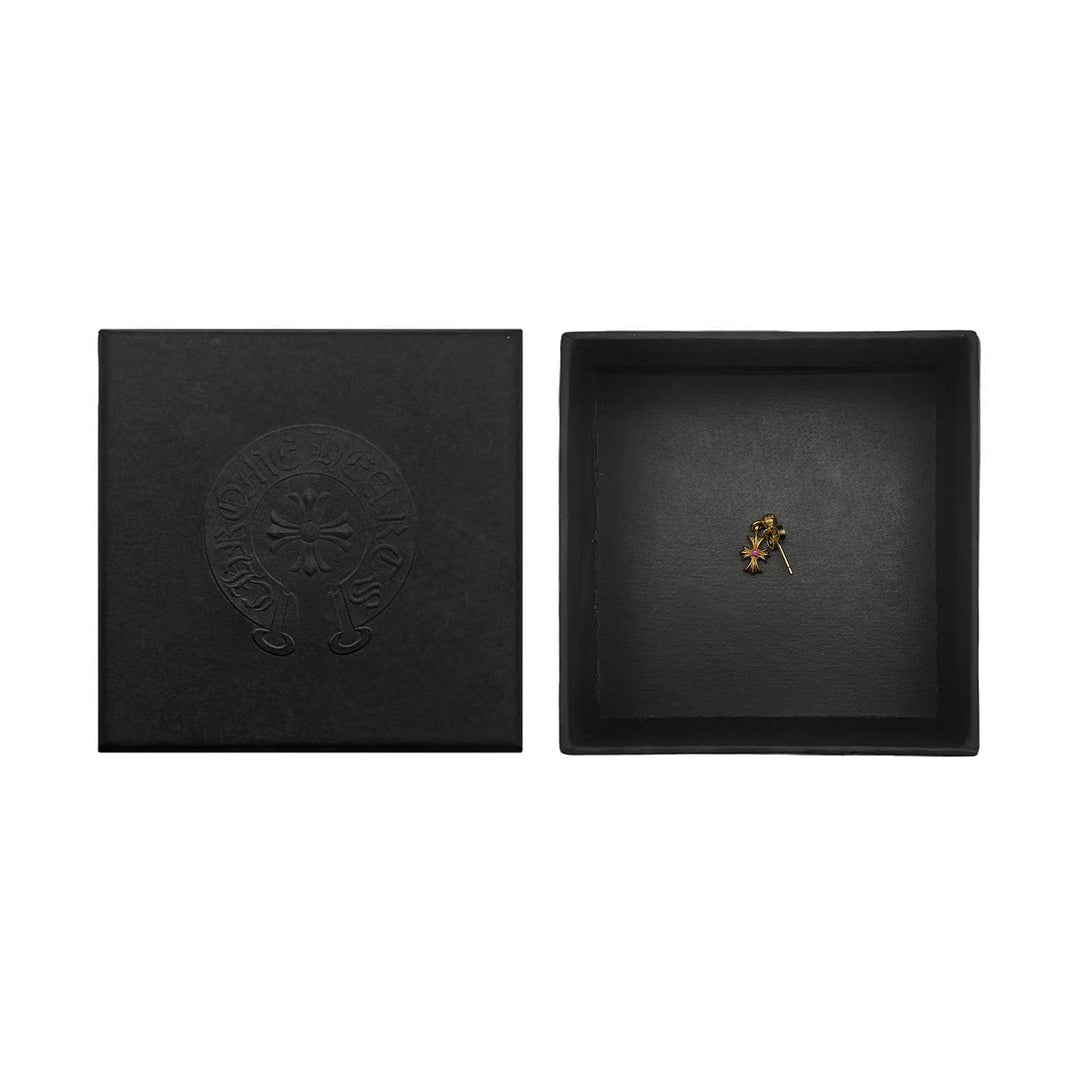 Chrome Hearts 22K Gold Pink Saph Tiny E Earring Drop - SHENGLI ROAD MARKET
