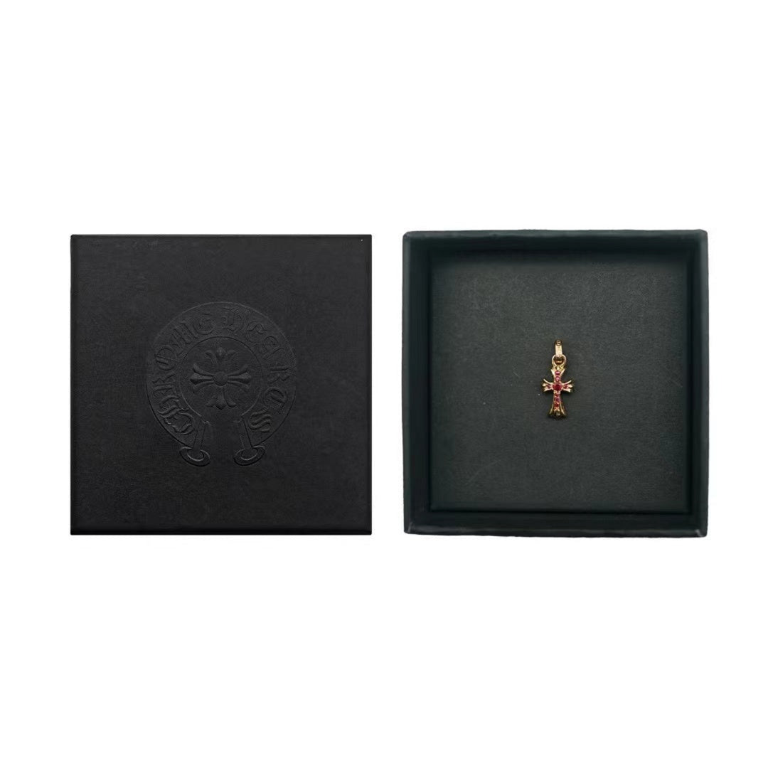 크롬하츠 22K 골드 루비 베이비팻 크로스 펜던트