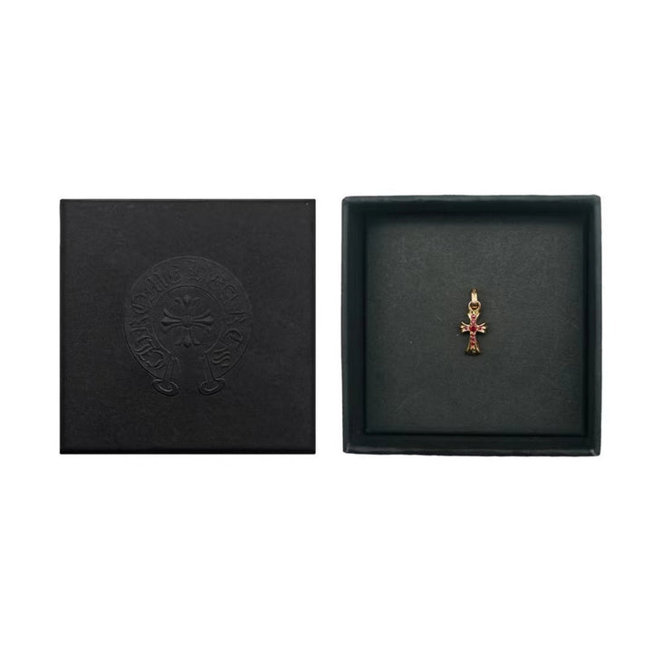 크롬하츠 22K 골드 루비 베이비팻 크로스 펜던트