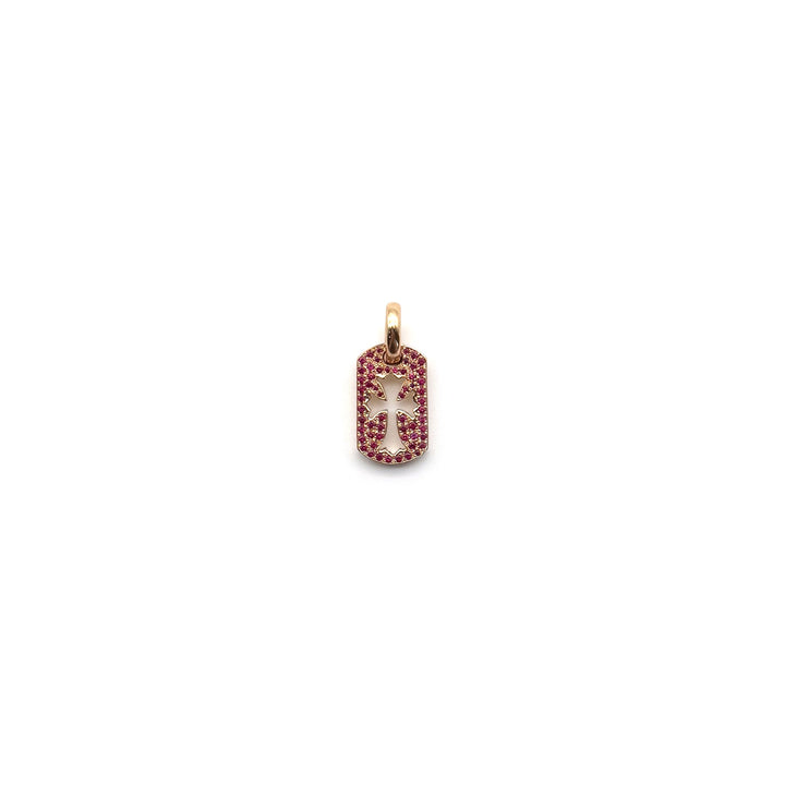 Chrome Hearts 22K Gold Ruby Cross Dog Tag Pendant - SHENGLI ROAD MARKET