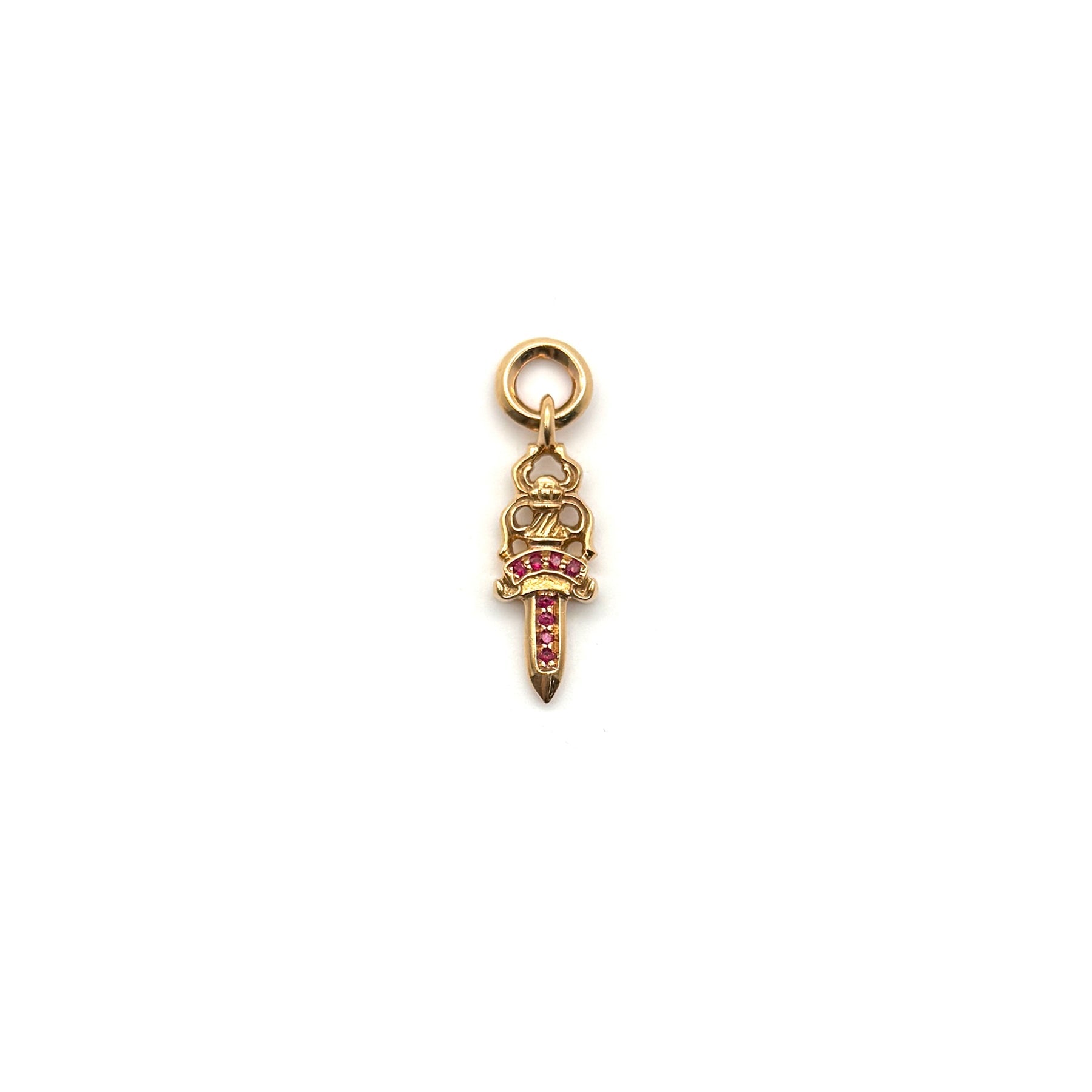 CHROME HEARTS DAGGER CHARM ルビーパヴ 正規品 Chrome Hearts 22K Gold Ruby Dagger Charm Pendant - SRM – SHENGLI