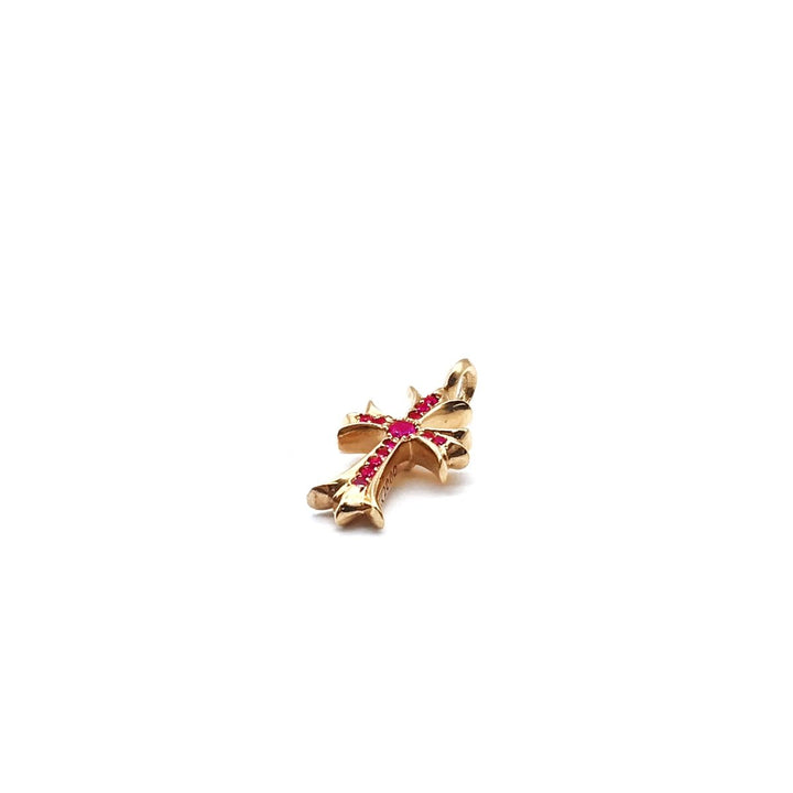 Chrome Hearts 22K Gold Ruby Tiny Cross Charm Pendant - SHENGLI ROAD MARKET