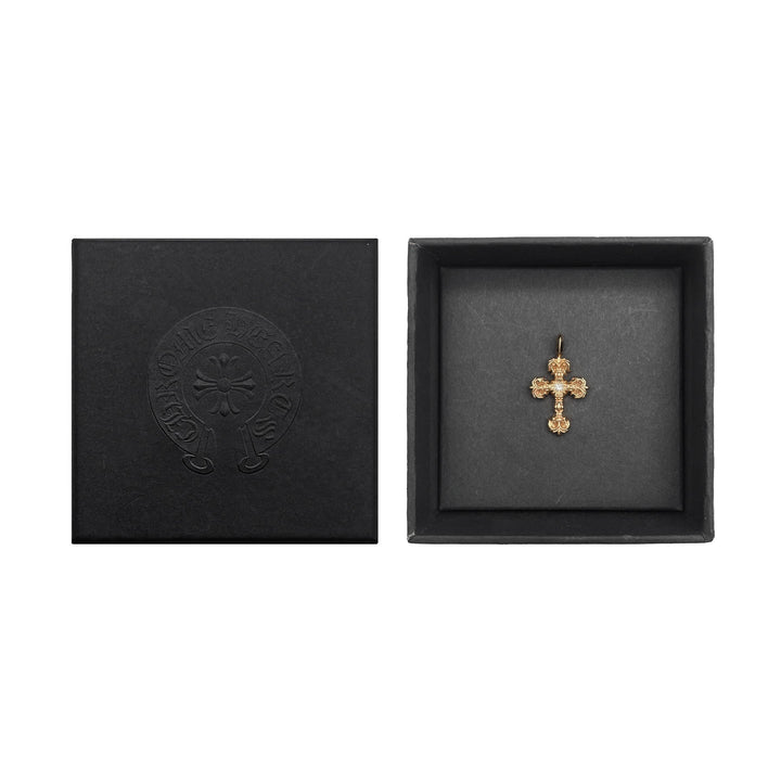 Chrome Hearts 22K Gold Single Diamond Filigree Cross Pendant - SHENGLI ROAD MARKET