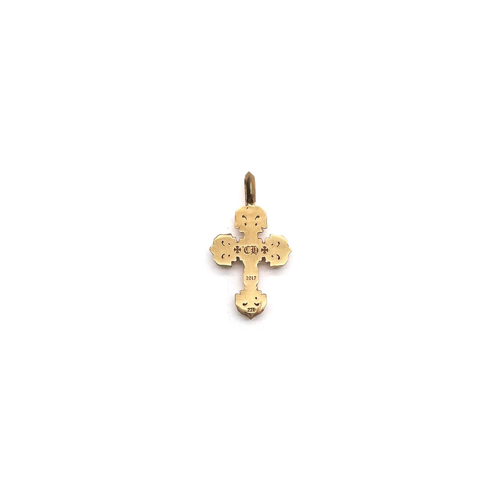 Chrome Hearts 22K Gold Single Diamond Filigree Cross Pendant - SHENGLI ROAD MARKET