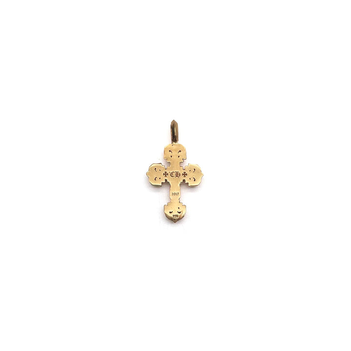 Chrome Hearts 22K Gold Single Diamond Filigree Cross Pendant - SHENGLI ROAD MARKET
