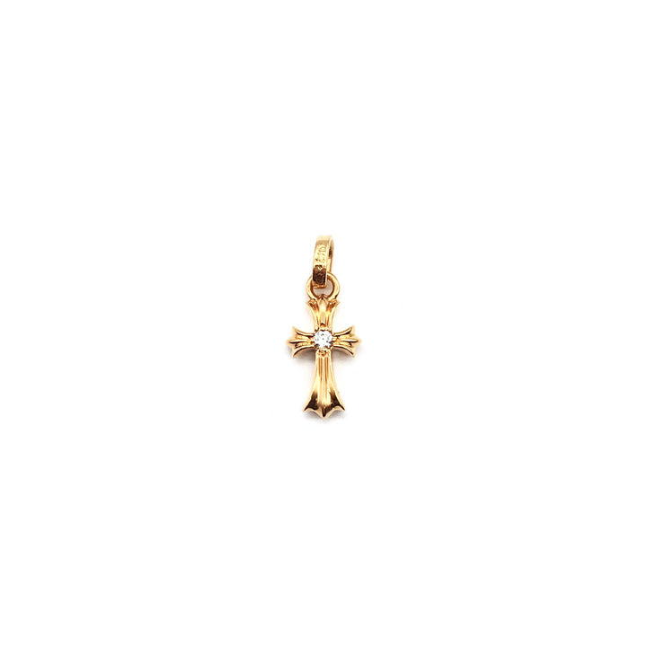 Chrome Hearts 22K Gold Single Diamonds Babyfat Cross Charm Pendant - SHENGLI ROAD MARKET