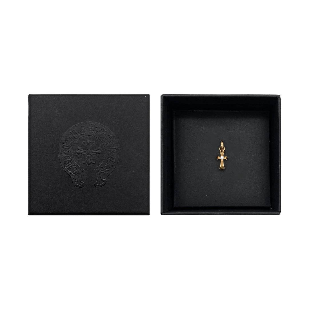 Chrome Hearts 22K Gold Single Diamonds Babyfat Cross Charm Pendant - SHENGLI ROAD MARKET