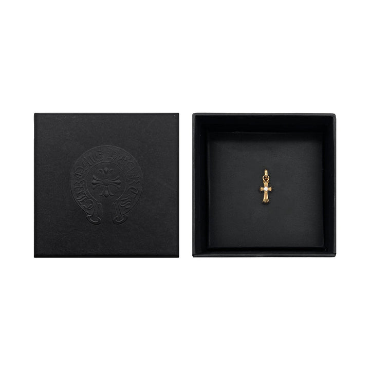 Chrome Hearts 22K Gold Single Diamonds Babyfat Cross Charm Pendant - SHENGLI ROAD MARKET