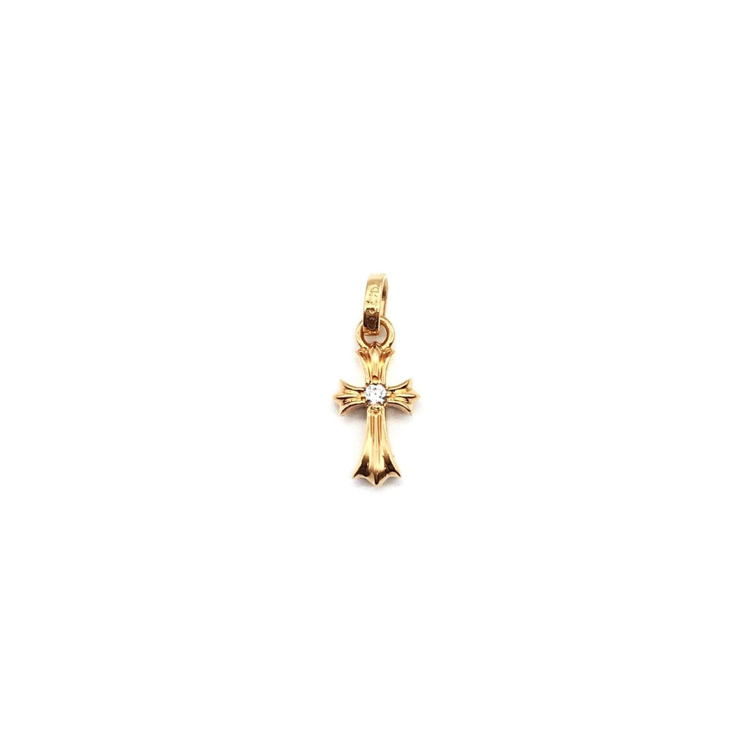 Chrome Hearts 22K Gold Single Diamonds Babyfat Cross Pendant - SHENGLI ROAD MARKET