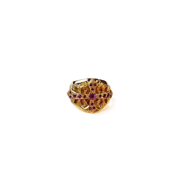 Chrome Hearts 22K Gold St.Barth Exclusive Pink Saph Keeper Ring - SHENGLI ROAD MARKET