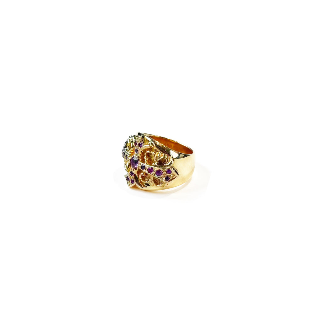 Chrome Hearts 22K Gold St.Barth Exclusive Pink Saph Keeper Ring - SHENGLI ROAD MARKET