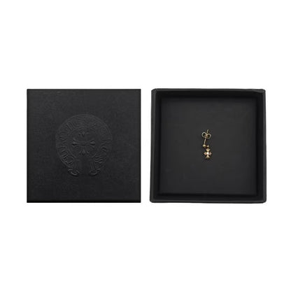 Chrome Hearts 22K Gold Tiny E Diamonds Cross Earring - SHENGLI ROAD MARKET