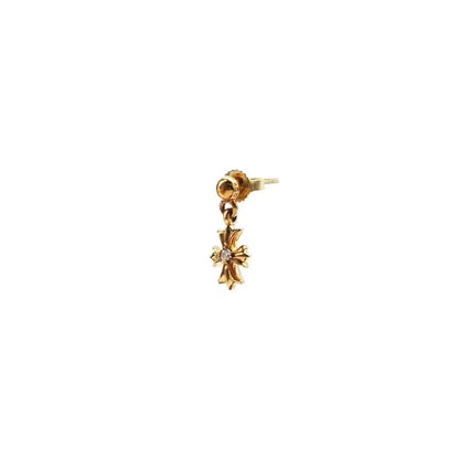 Chrome Hearts 22K Gold Tiny E Diamonds Cross Earring - SHENGLI ROAD MARKET