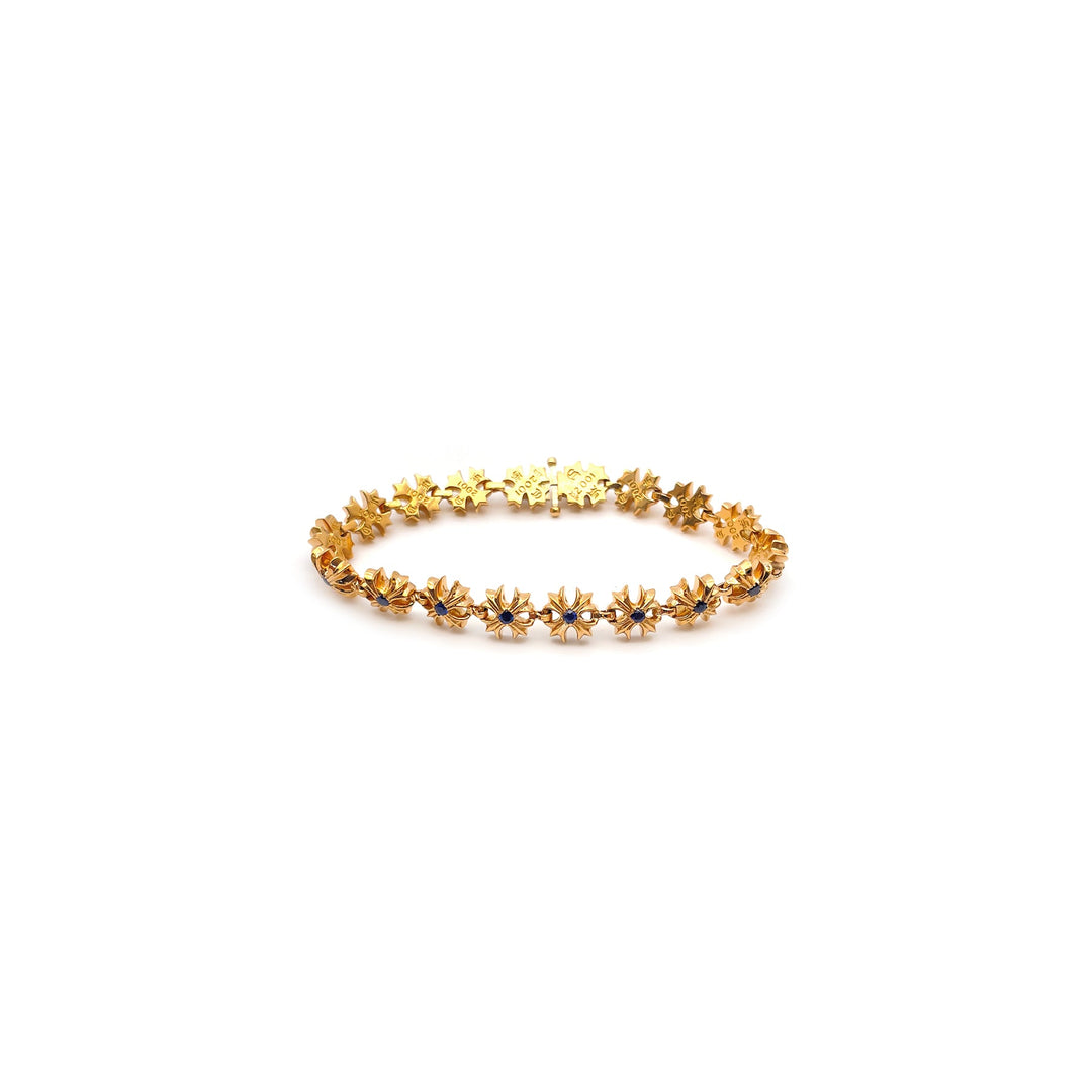 Chrome Hearts 22K Gold Tiny Plus Cross Blue Saph ID Bracelet - SHENGLI ROAD MARKET
